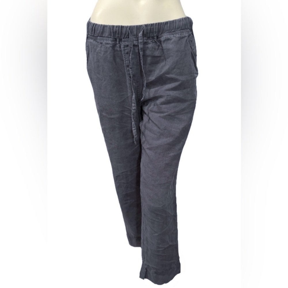 Parachute Linen Pants XS Gray Elastic Waist Drawstring